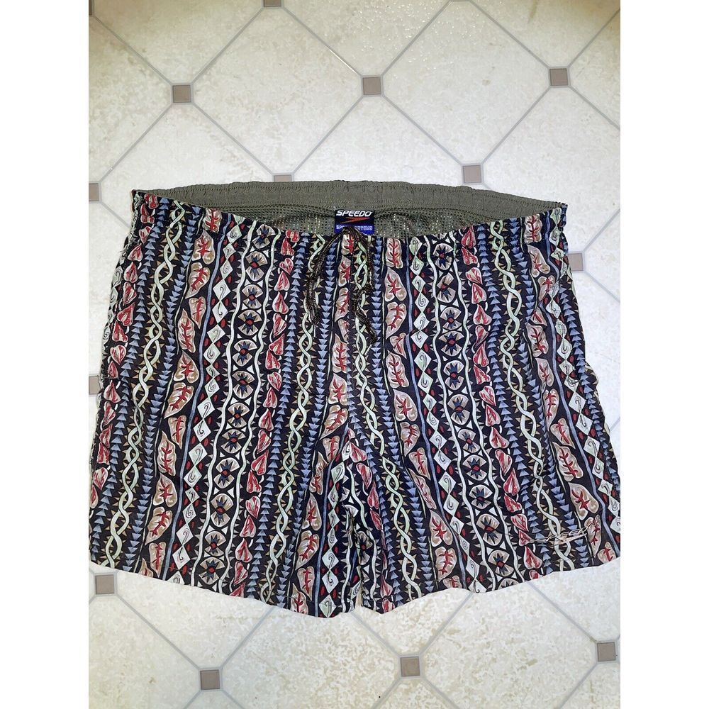 Vintage Speedo Men's Swim Trunks 90s Y2K Pattern Mens Shorts Tribal Pattern